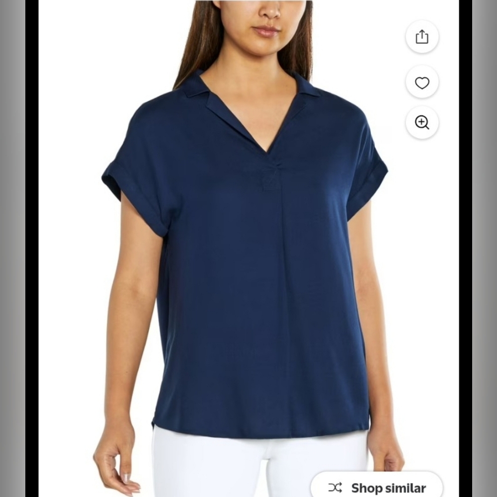 (Ew)Gap Ladies popover Notch collar tacked cuffs blouse